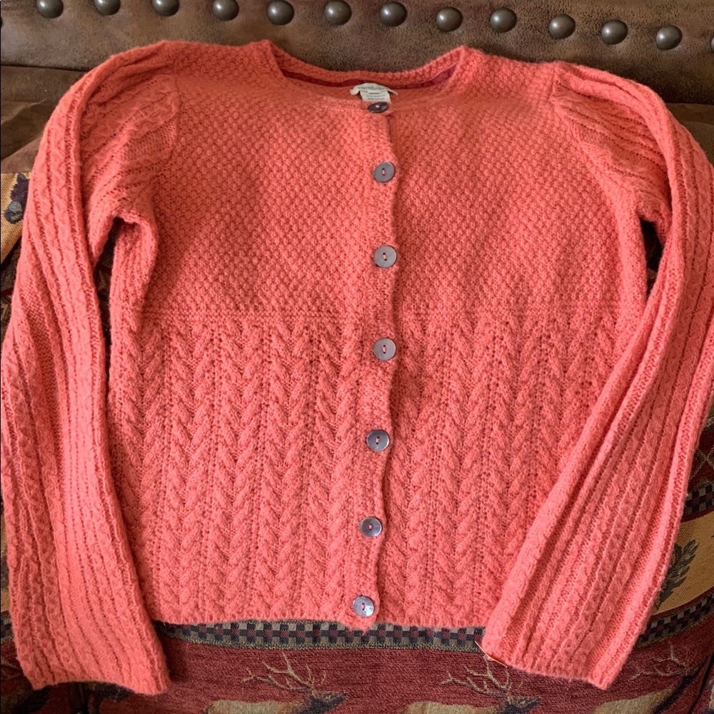 Sundance Warm Coral Knit Button-down Sweater Size XS
